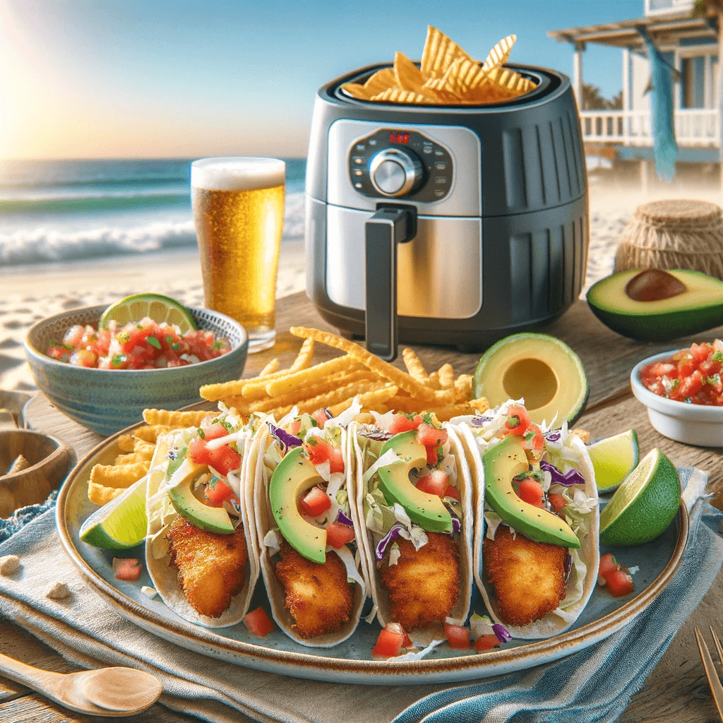 A plate of crispy fish tacos.