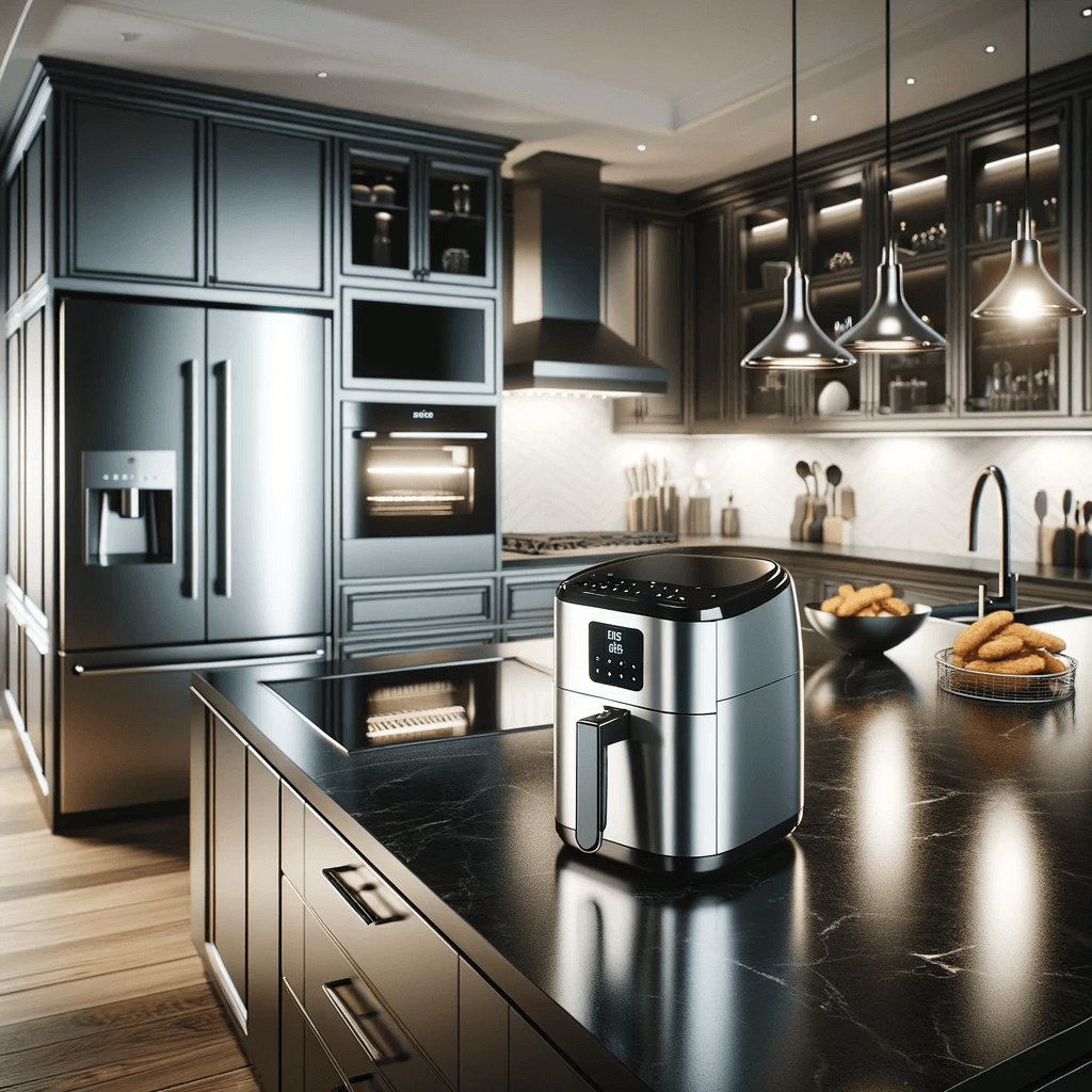 An air fryer in a modern kitchen.