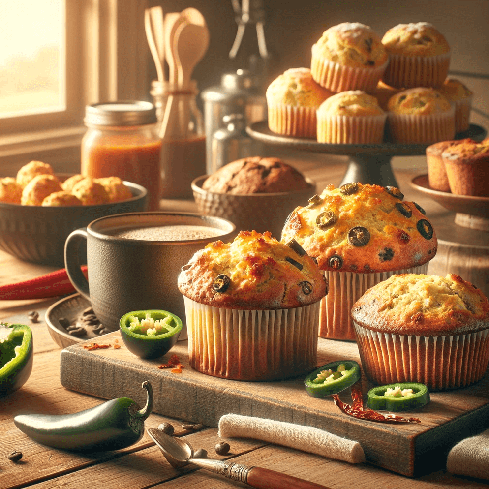 Muffins sitting on a table.