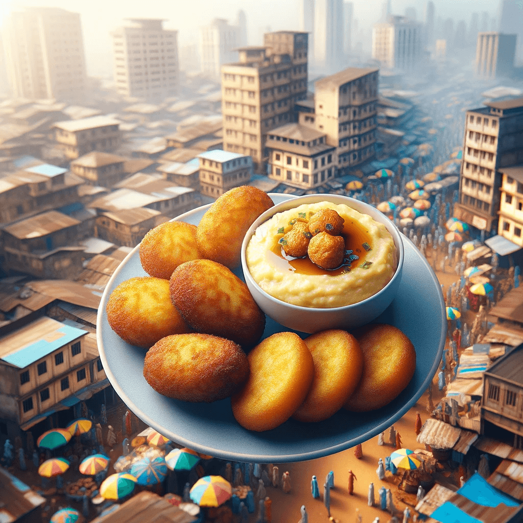 A plate of Nigerian akara and pap.