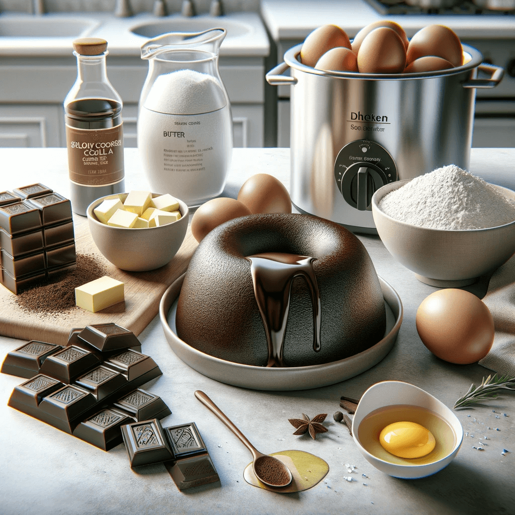 Various ingredients for a lava cake.