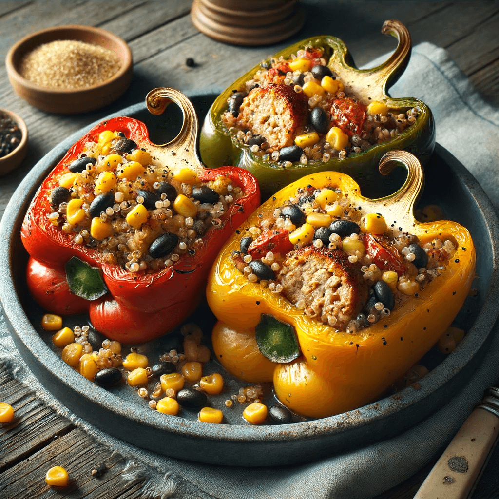 A plate of stuffed peppers.