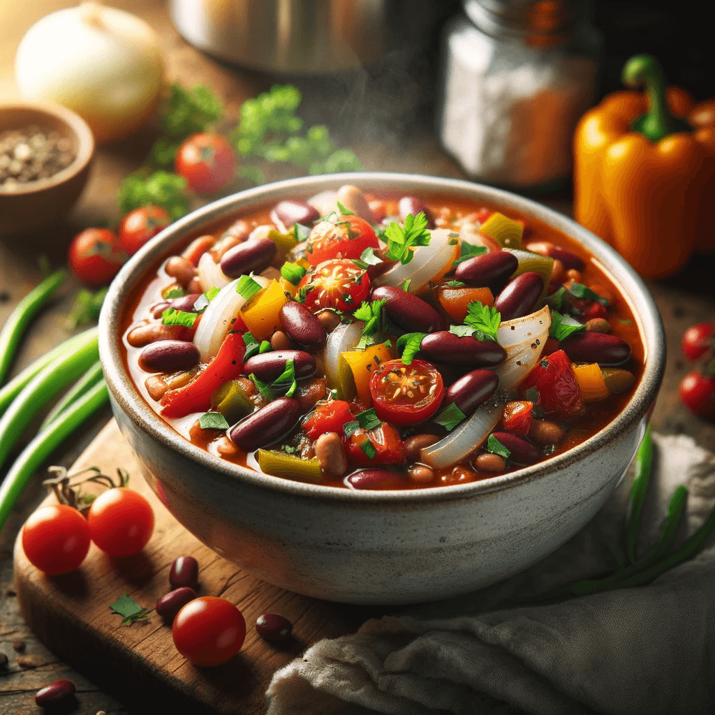 A bowl of vegetarian chili.