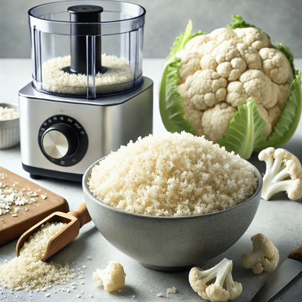 Cauliflower being prepared in a kitchen.